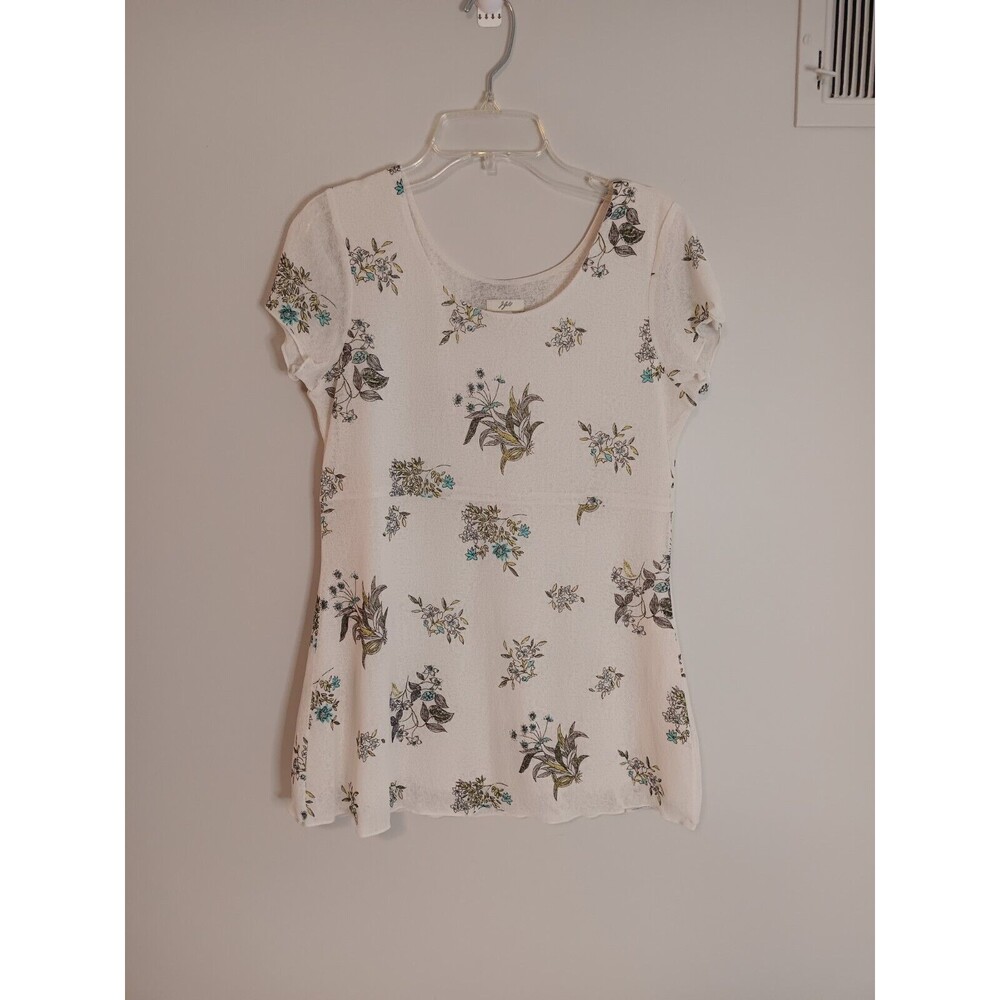 J Jill Floral Blouse Top Sz XS Cap Sleeve Flowy Lined